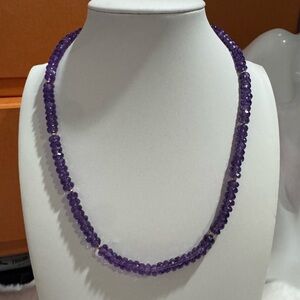 Elegant Purple Beaded Necklace K18 Japan gold Amethyst comes with certificate